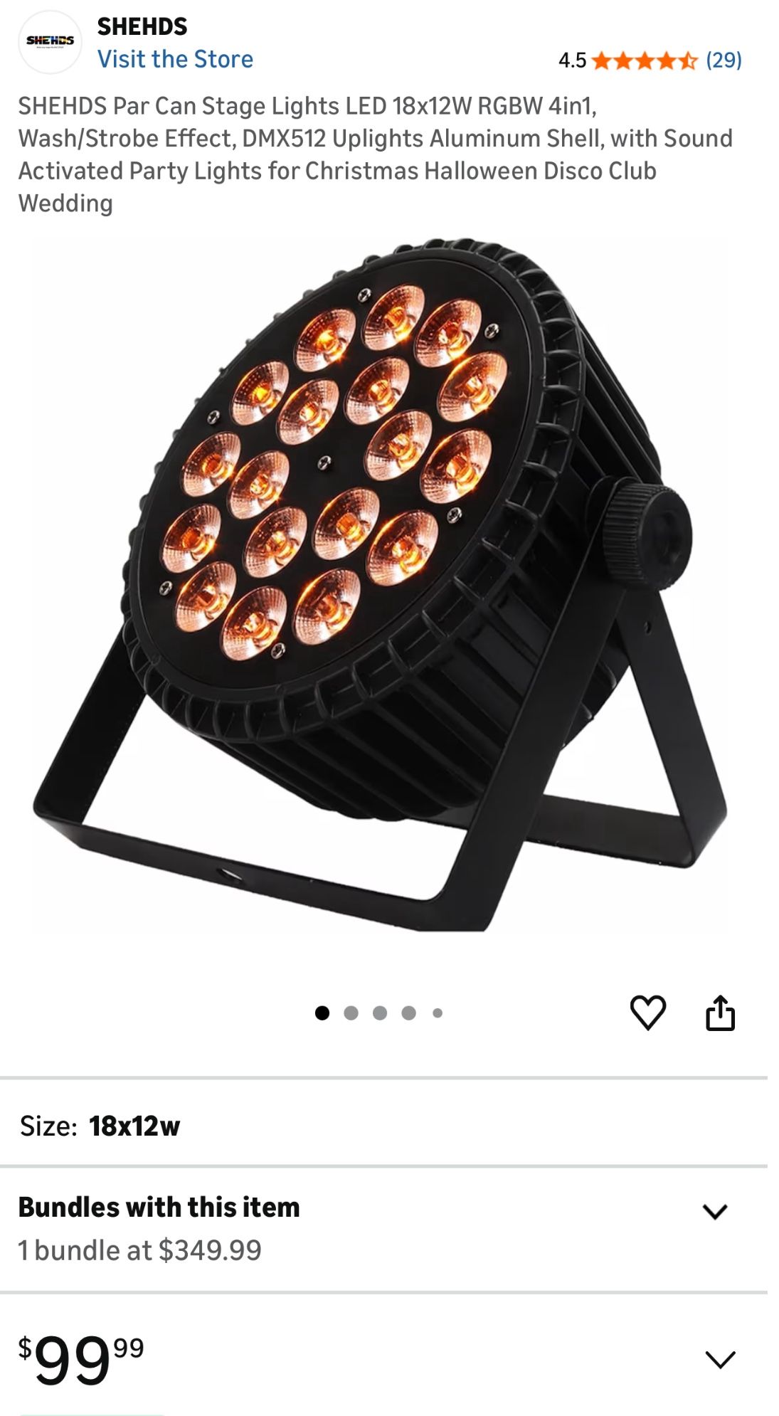 SHEHDS LED Par Can Lights 18x12W Stage RGBW 4in1 DMX Uplights Aluminum Shell