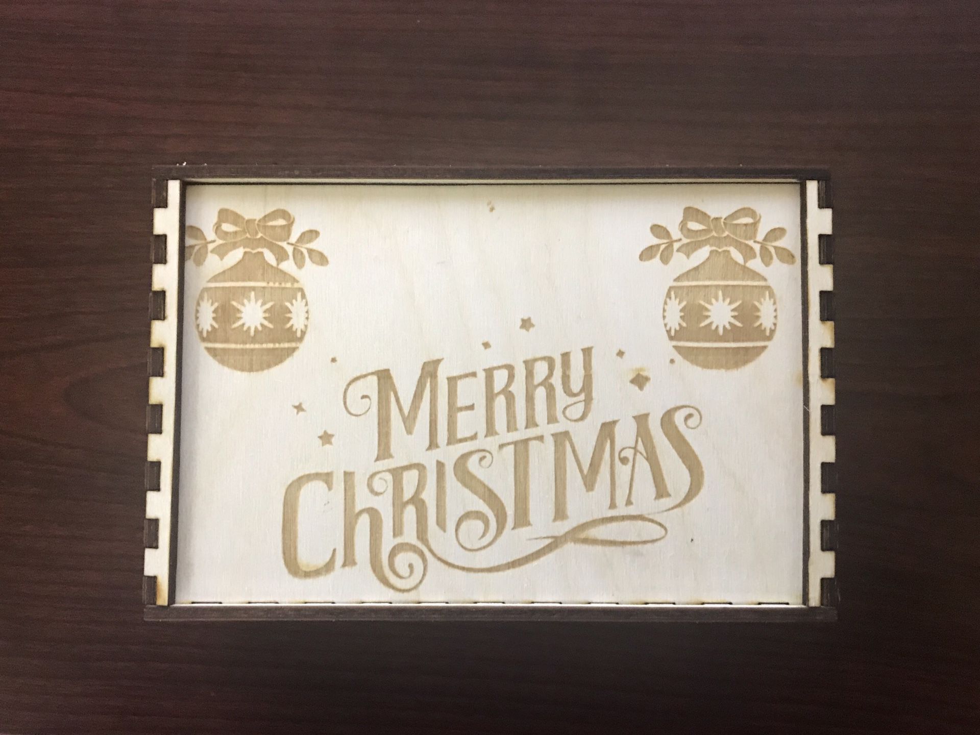 Handmade custom box with Christmas ornaments
