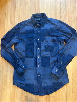 Polo Ralph Lauren Shirt Patchwork Distressed Worn Look Size Small Custom Fit