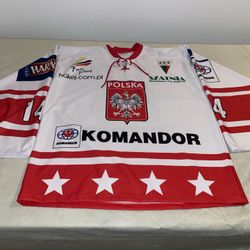 Polska Polish Jersey Mens Xl Vintage Euc Olympics White Reebok Komandor Rozanski