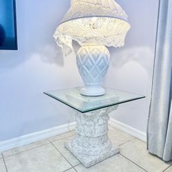 Set of 3 Glass Top Square End Tables 