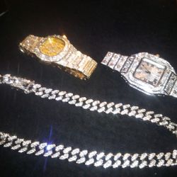 Set Of Three  18" Chain Ice Stones Celebrity Time