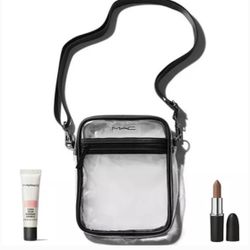 misskrisc MAC Cosmetics 3 pc set Clear Crossbody Makeup Bag in Black Trim