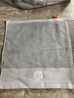 Gray Terry Cloth Towel with Embroidered Crest