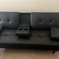 65.8'' Faux Leather Reclining Sleeper Sofa