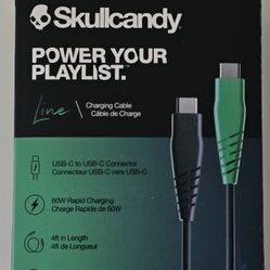 Skullcandy USB-C TO C 60W 4ft Cable. Brand New