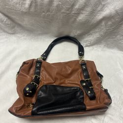 Steve Madden brown black large tote satchel shoulder bag purse 