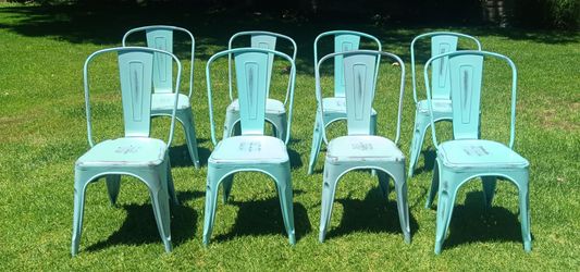 Bristel Blue Metal Dining Chairs 8