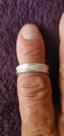 Vintage High Purity Britannia 95.8% Silver Floral Band His Hers Ring