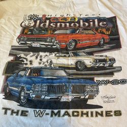 Vintage 1990s Oldsmobile W-Machines W-30 442 High-Test Muscle Car Graphic Tee Shirt (size adult XL)