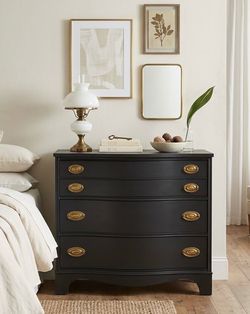 Refinished Bassett bowfront vintage dresser