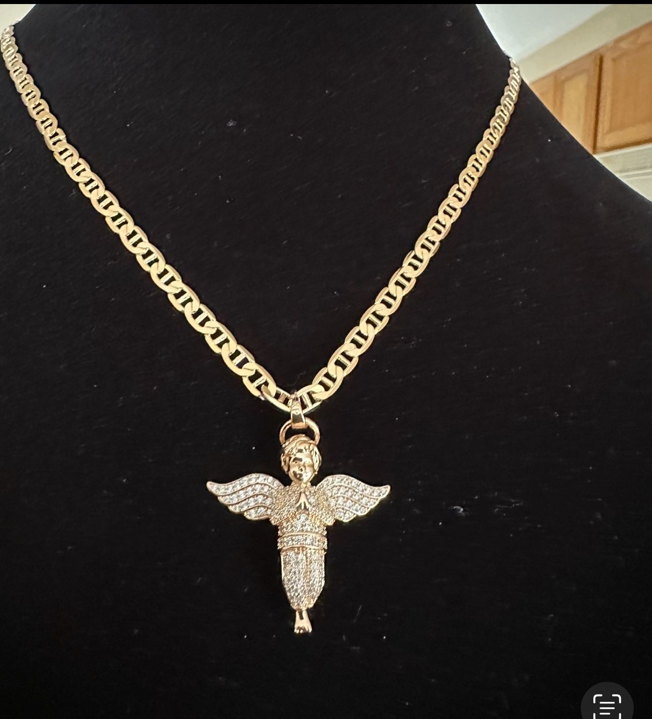 Gold Filled Mariner Chain With Angel Pendant