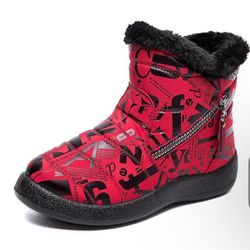 Women Waterproof Snow Boots Warm Winter Shoes Ladies Zip Up Fur Trim Ankle Boots
