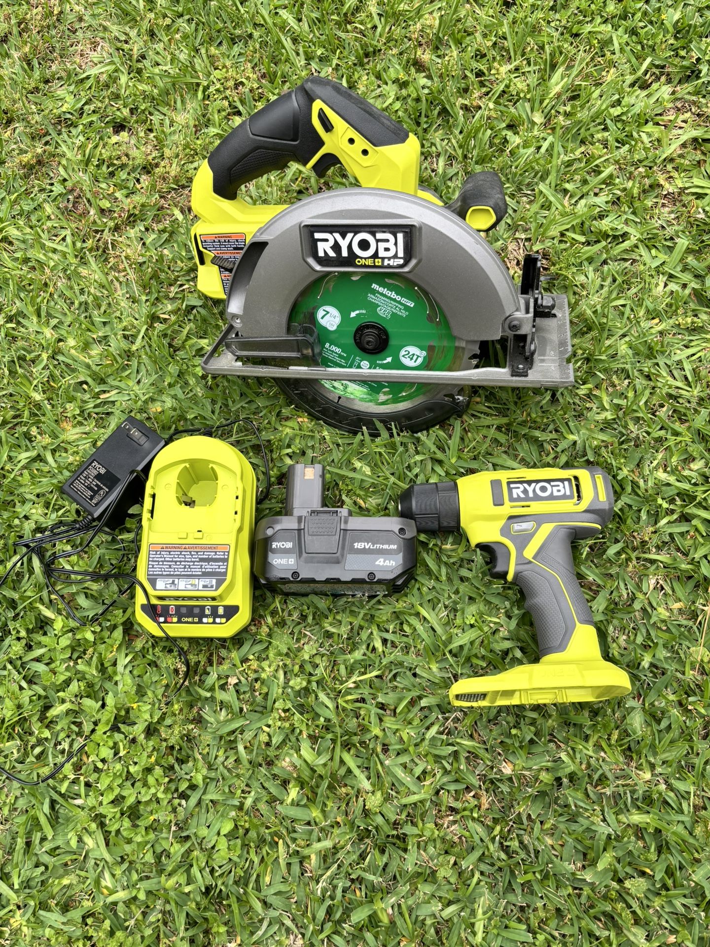 Ryobi One + 18V 2 Tool Combo Kit 7-1/4 Circular Saw & 3/8 Drill