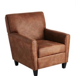 Faux Brown Leather Armchair