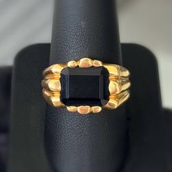 Jewelry Antique 19k solid yellow gold onyx stone 3.00CT ring sz 10.75