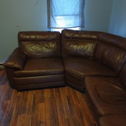 Sectional Electric Reclining Couch Brown Leather 