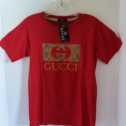 Gucci Embroidered Red Cotton T-Shirt 