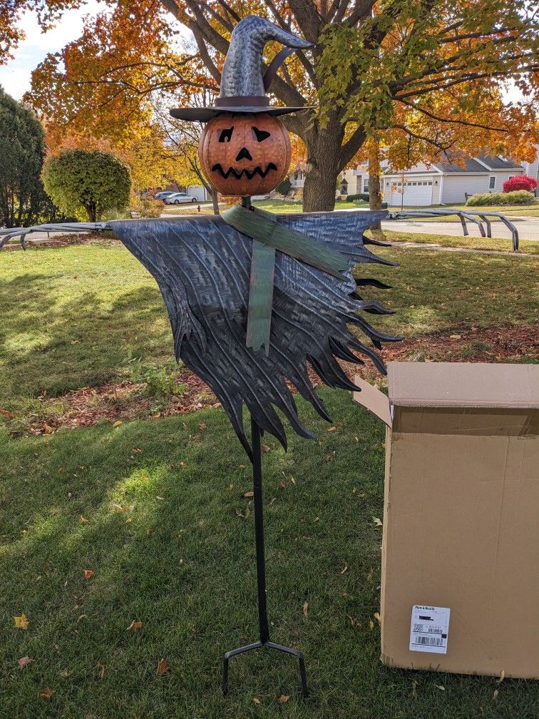 Large Metal Spooky Solar Scarecrow Yard Decor by Plow & Hearth