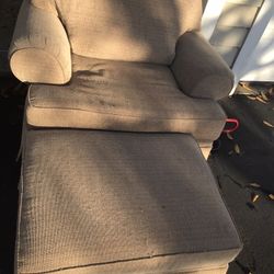 Beige Chair And Ottoman
