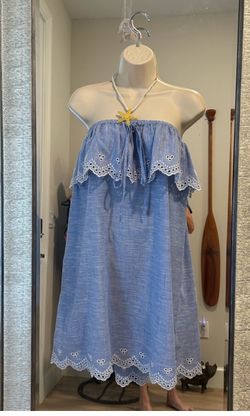 J Crew Halter Shift Dress Blue Cotton New With Tags Size M 