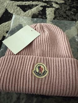 Pink/ Salmon Moncler beanie , OS