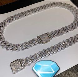 15MM Cuban Set White Gold 14k Gold Plated Doesn't Loses Color