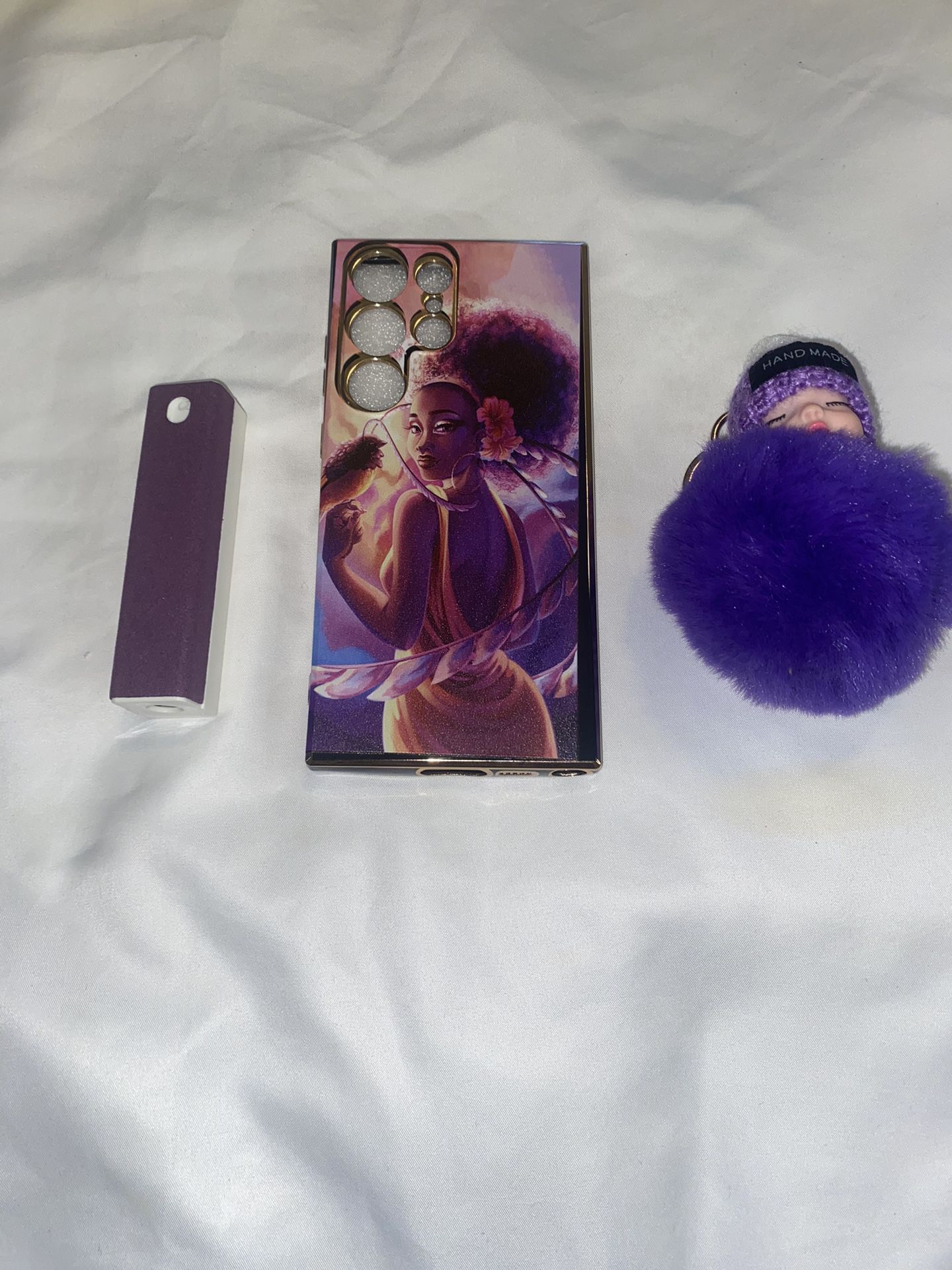 Phone Case For Galaxy S 22 Ultra 5G Pom-Pom Keychain Screen Cleaner