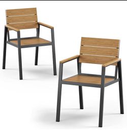 Outdoor Patio Dining Chairs Set of 2, Aluminum & HDPS All-Weather Dining Chairs for Deck, Lawn, Back