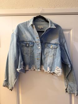 Love Tree Denim Cropped Distressed Jean Jacket