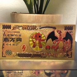 24k Gold Foil Plated Charizard (Pokémon) Banknote