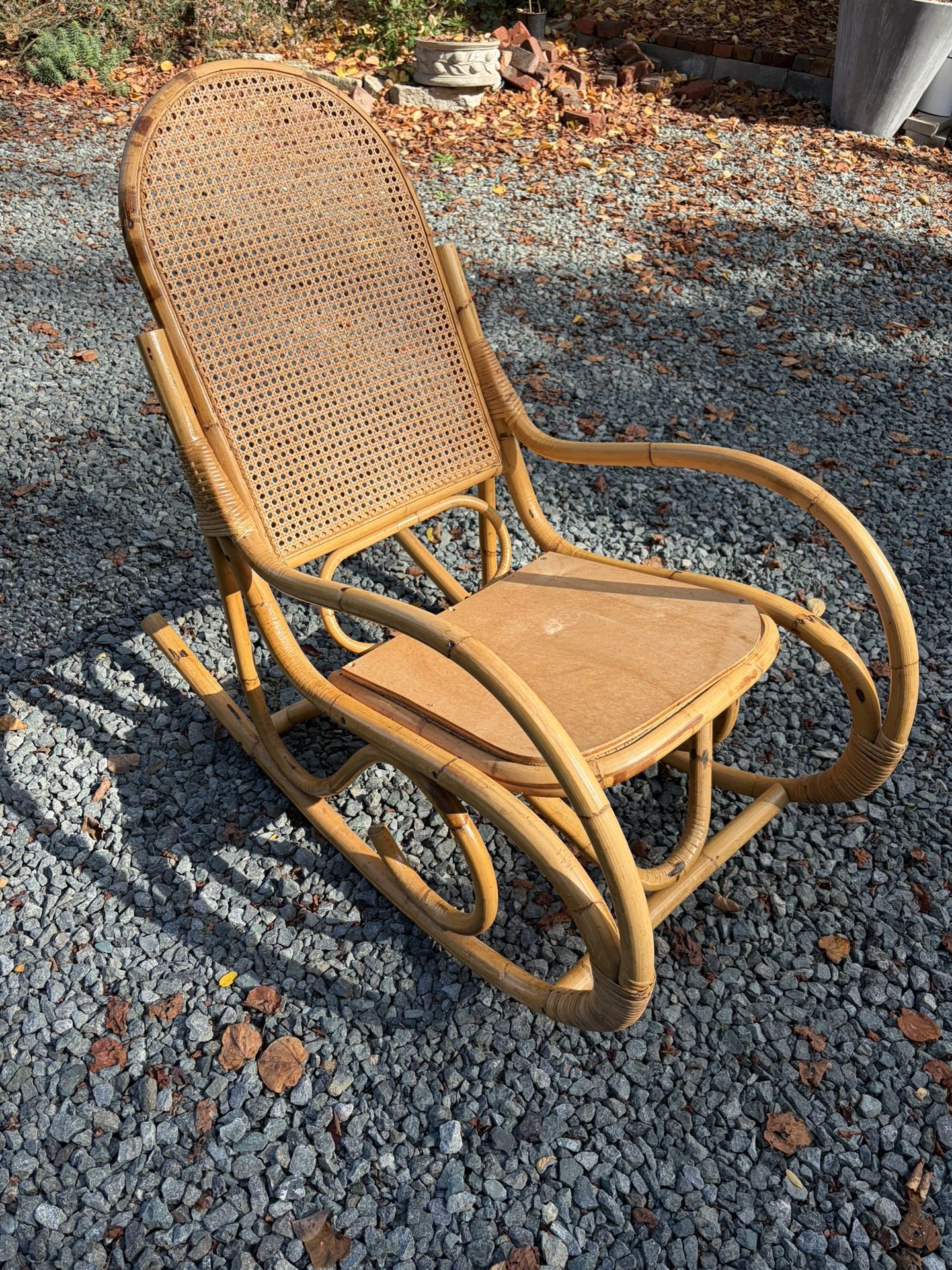 Vintage Thonet Style Bamboo Rattan Rocking Chair