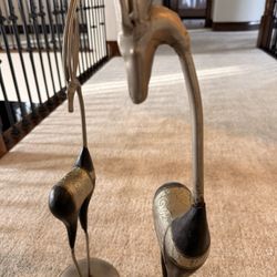 Gazelle Figures Statues. Metal / Wood. 