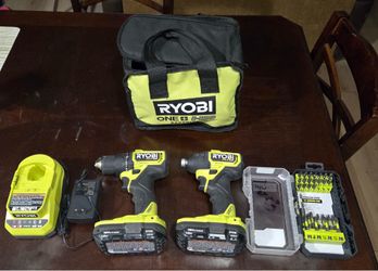 RYOBI HP DRILL SET W/ BITS $130 FIRM