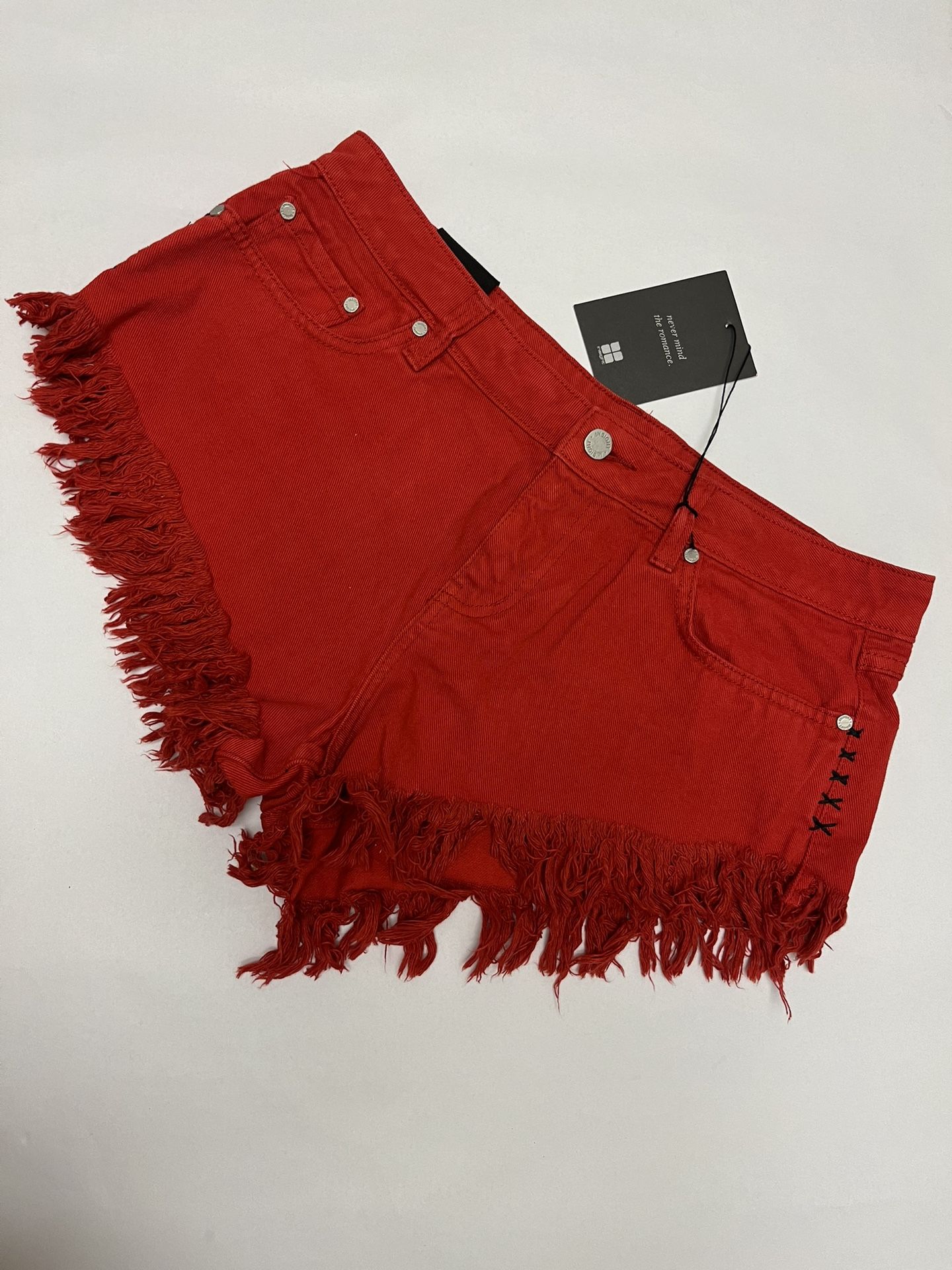 NWT ⚜️❤️⚜️ REVOLVE INSIGHT 51 Dipper Denim Shorts Techno Red
