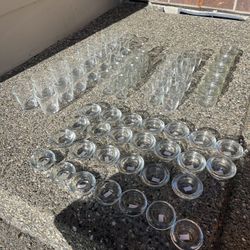 Lot Of 66 Clear Glass Candleholders, Votives