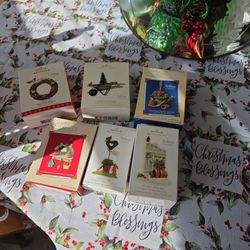 Six Nature's Sketchbook Hallmark Ornaments.  Never Used with Near Perfect Boxes.