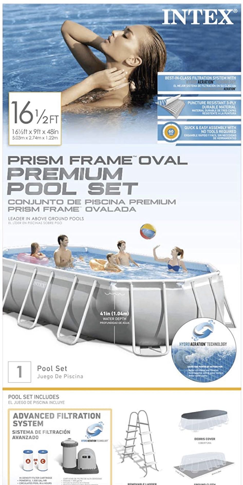 Intex 16.5 ft Prism Frame Oval Pool