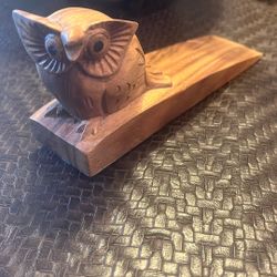 Owl Door Stop Wood 