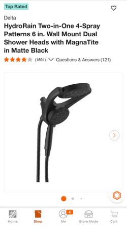Delta HydroRain Two-in-One 4-Spray Patterns 6 in. Wall Mount Dual Shower Heads with MagnaTite in Matte Black