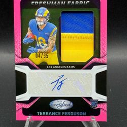 2025 Certified Freshman Fabric Pink Etch #FBC-TFN Terrance Ferguson Rookie Patch Auto RPA #/35