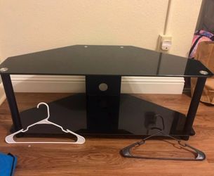 Black Glass TV Stand with Metal Legs