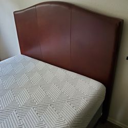 Queen Size Leather Camelback Headboard And Bedframe
