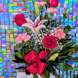 Fresh Roses With Lilies 