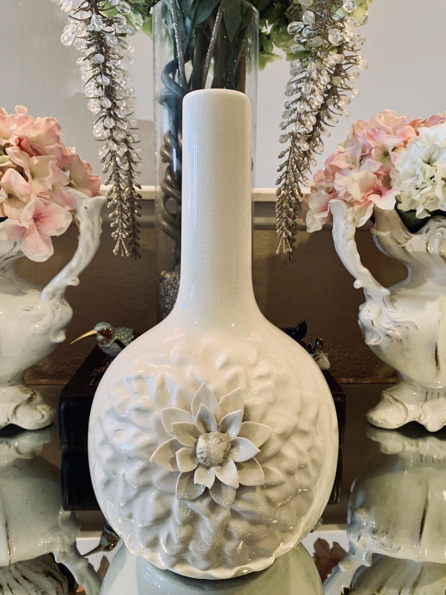 Flower Embroidered Porcelain Vase