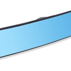 Rear View Mirror for Car Clip on Wide Angle Panoramic Rearview Mirror 12x3 Blue