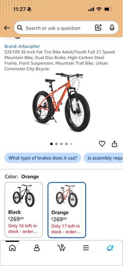 Brand New 26" Ecarpat Fat Tire Mountain Bike (7 Speed / Orange)