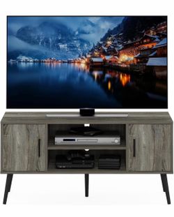 Furinno Claude TV Stand for TV up to 45 Inch with Wood Legs, Grey Oak BRAND NEW