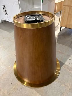 Modern Wood Swivel Accent Table Base Only- 26”H with Gold Metal Trim