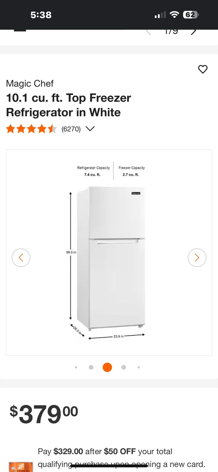 Magic Chef Top Freezer/Refrigerator